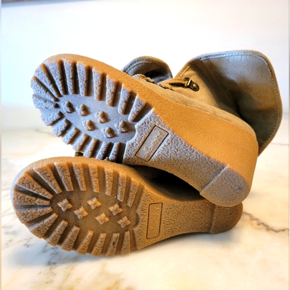 Unionbay Boots Womens Pike Faux Fur Lined Wedge Ankle Brown Fabric Lace Up - Picture 5 of 8